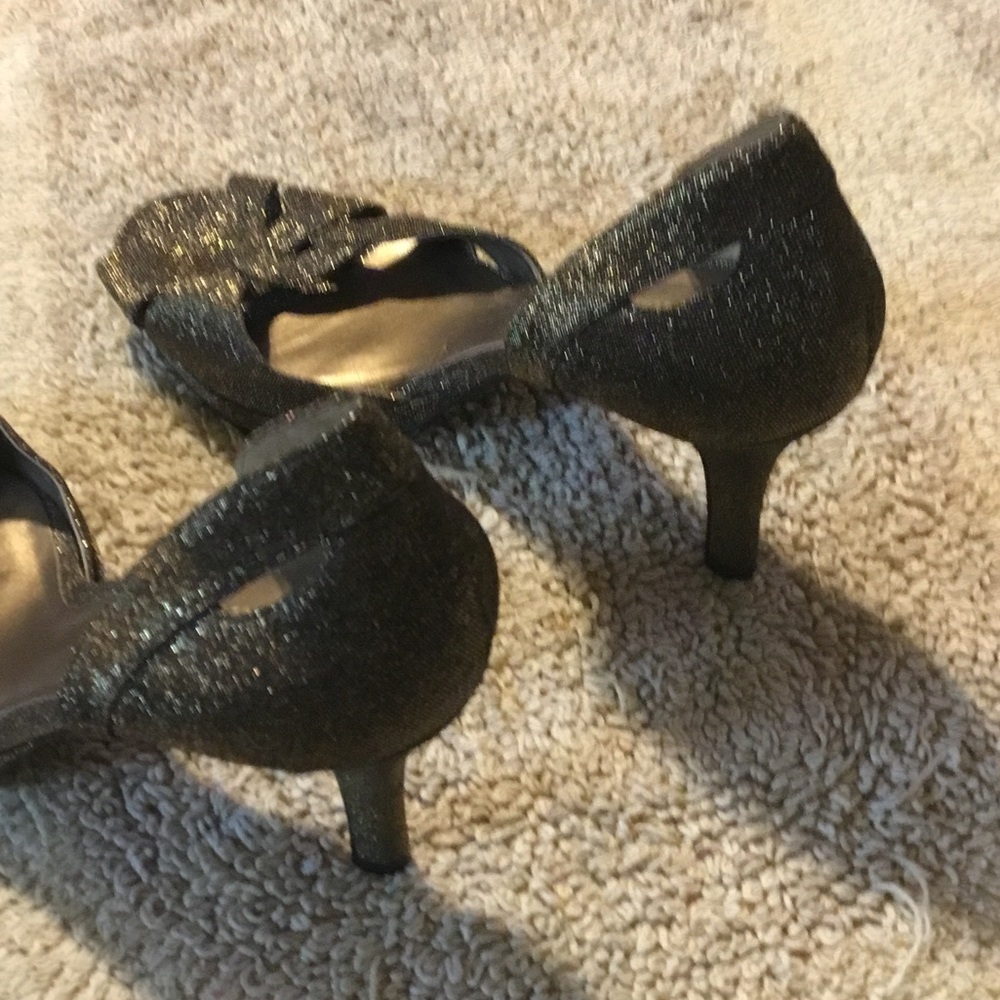 Michelle D Black Glitter Peep-Toe Heels - Picture 8 of 14
